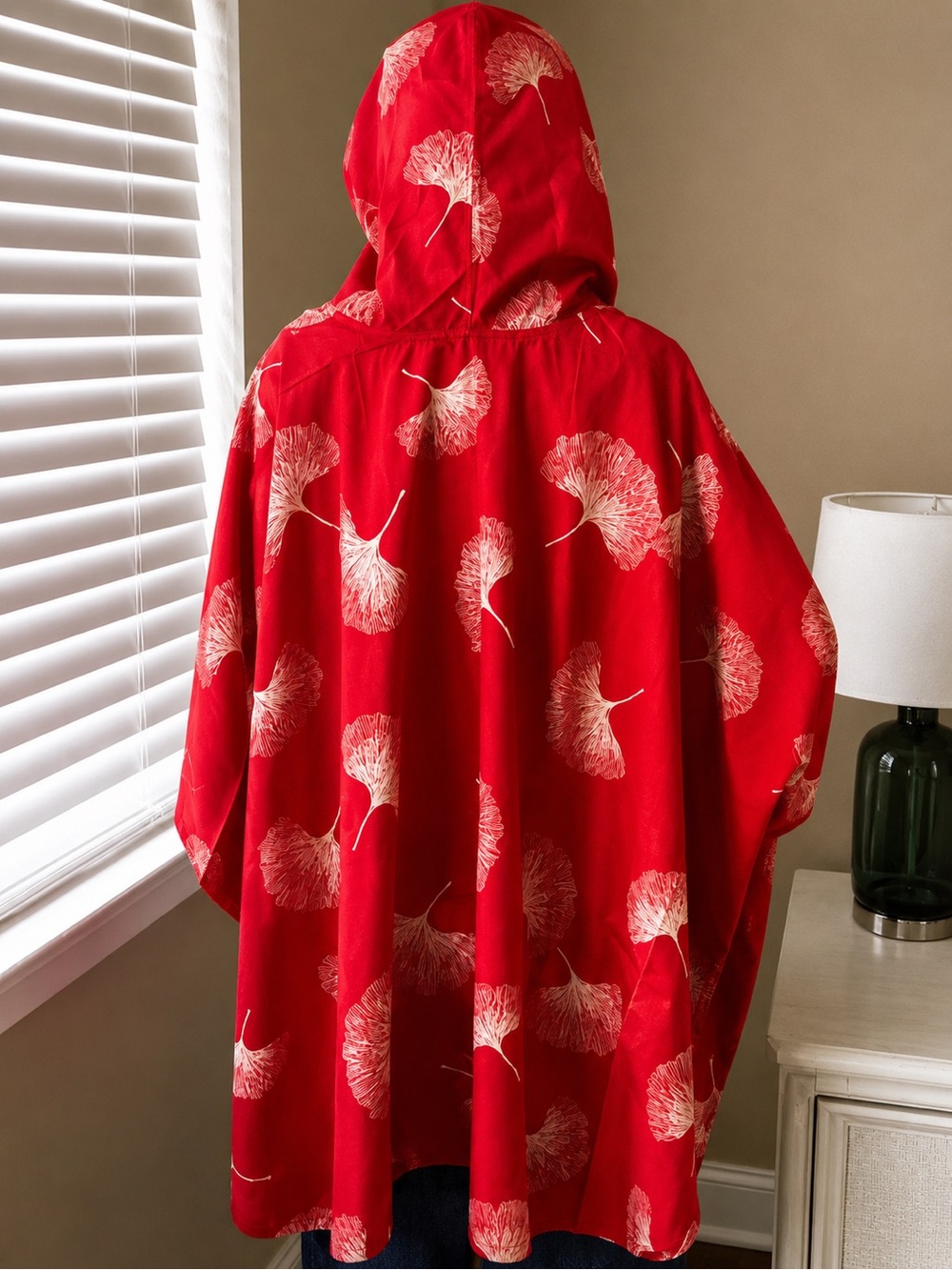 Ginkgo Print Reversible Waterproof  Rain Cape - Picture 6 of 8